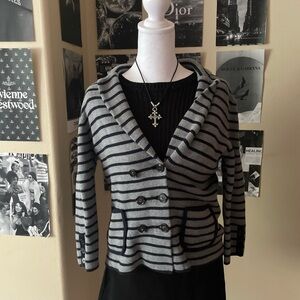 LOFT Charcoal and Black Knit Top